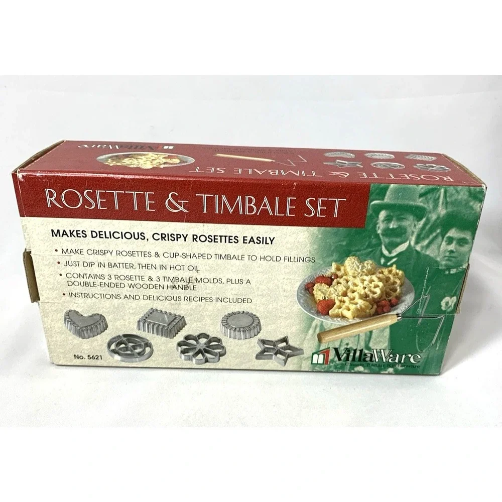 VillaWare Rosette & Timbale Set -9 Molds, 2 Tools- Orig Box - EXCELLENT